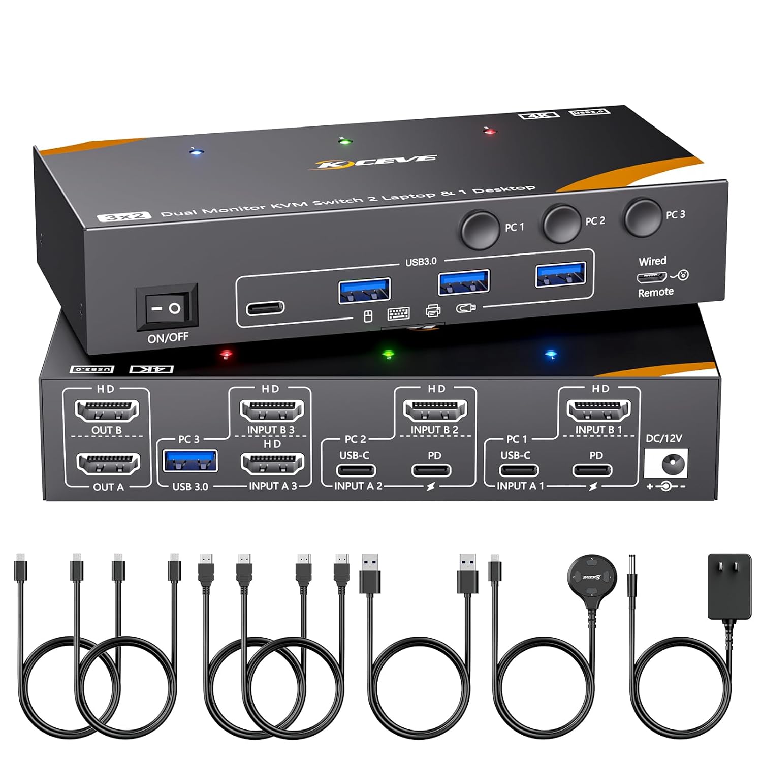 Wired Computer Monitor New KVM Switch 2 Monitors 3 Computers USB C, USB 3.0 KVM Switch Dual ...