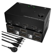 KVM Switch 2In2 Out Dual Monitor Switch Controls 2 Computers Or Laptop Monitors Dual Input Display