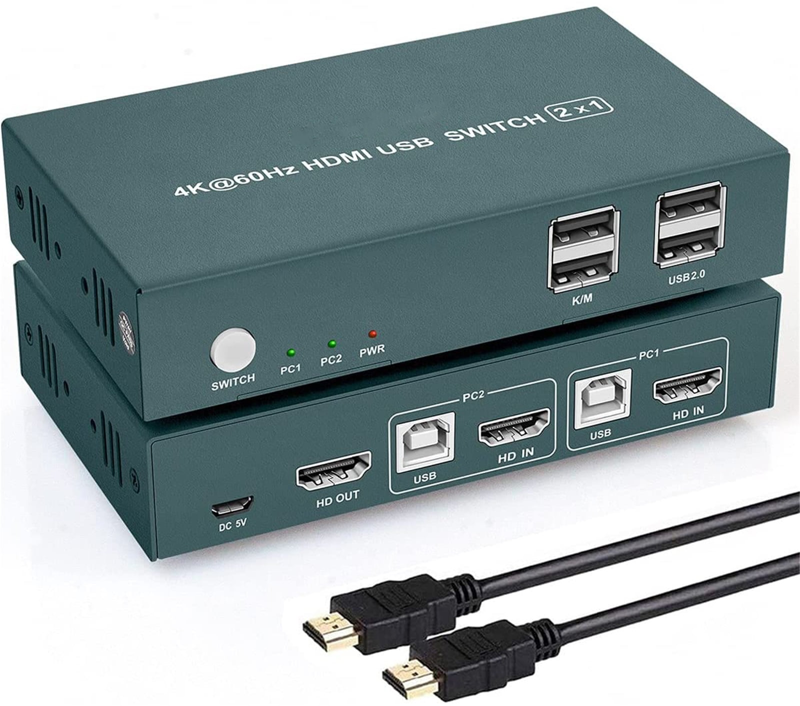 KVM Switch 4 Port KVM Switches 4K30Hz,HDCP1.2,4 PC 1 Monitor,Hotkey Control,4 PCs to Share Keyboard Mouse