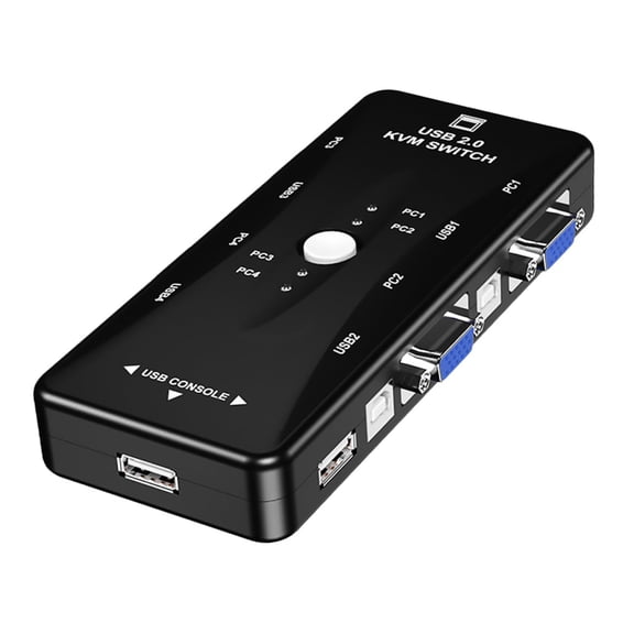 KVM Switch VGA 4 Port, USB VGA KVM Switcher for 4 Computers 1 Monitor, 4 in 1 Out KVM Switch VGA Splitter Box Shared Mouse Keyboard Printer Scanner for Windows, Linux, Mac OS