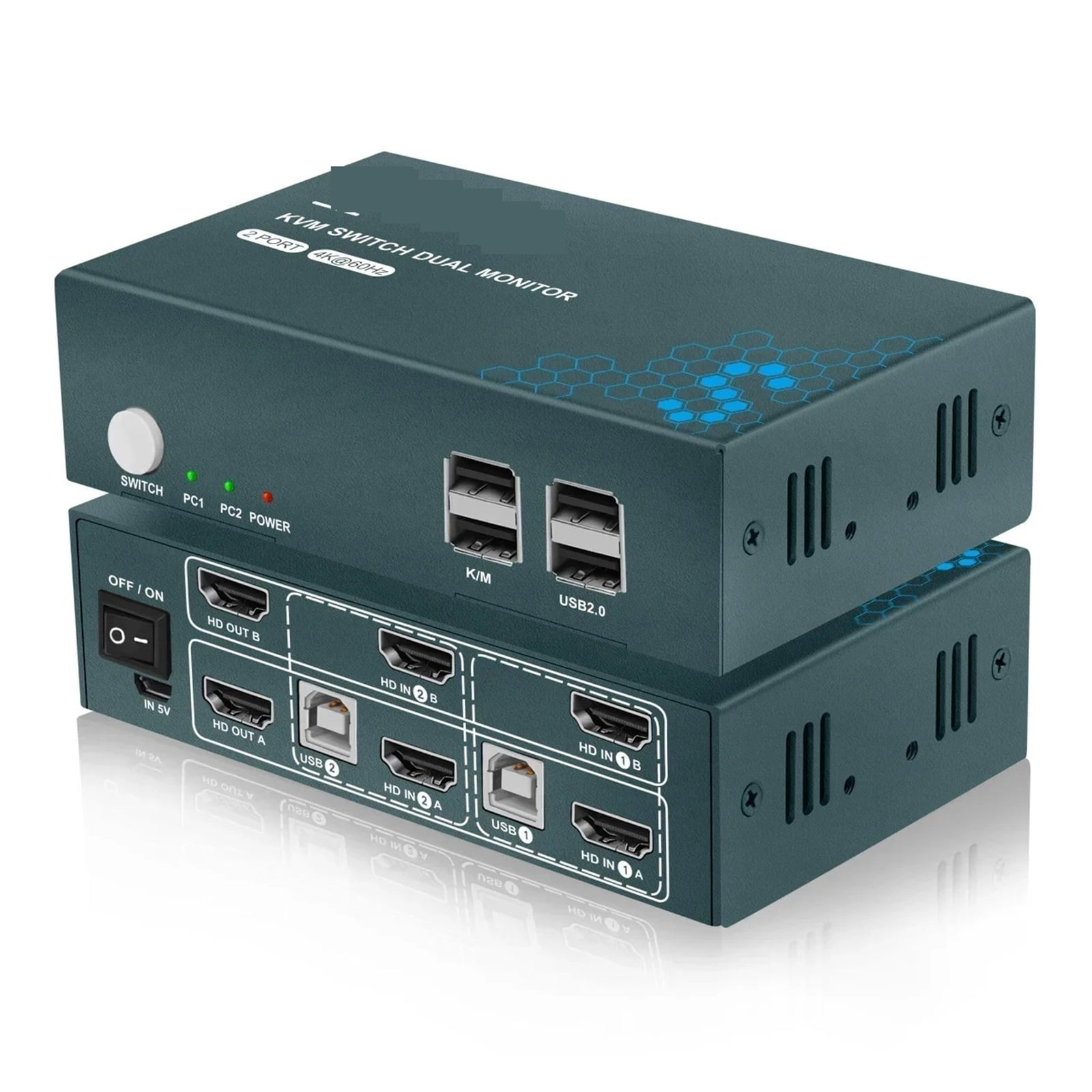 KVM Switch With 4K Support, For Two Computers' Dual Display Switching. Boost Your Multi-Tasking Efficiency