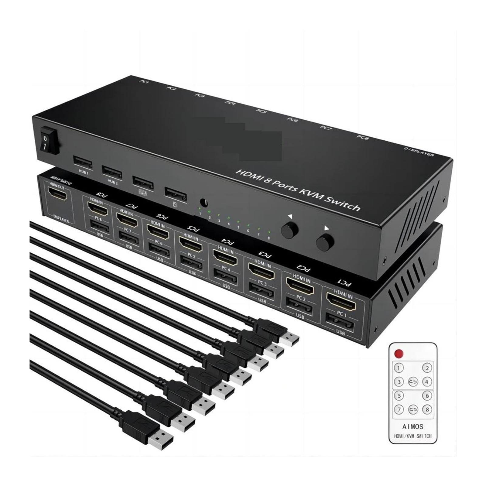 KVM USB Switch, 8 In 1 Out Switcher Box Support 4K30Hz