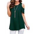 thumbnail image 1 of KVMeteor Women's Cold Shoulder Short Sleeve Tunic Tops Casual Loose Blouse Shirts, 1 of 3