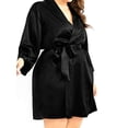 thumbnail image 1 of KVMeteor Women's Plus Size Solid Color Imitation Silk Bow Tie Pajamas Nightgown, 1 of 6