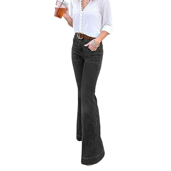 KVMeteor Womens Jeans Denim Flared Pants Wide Leg Trousers