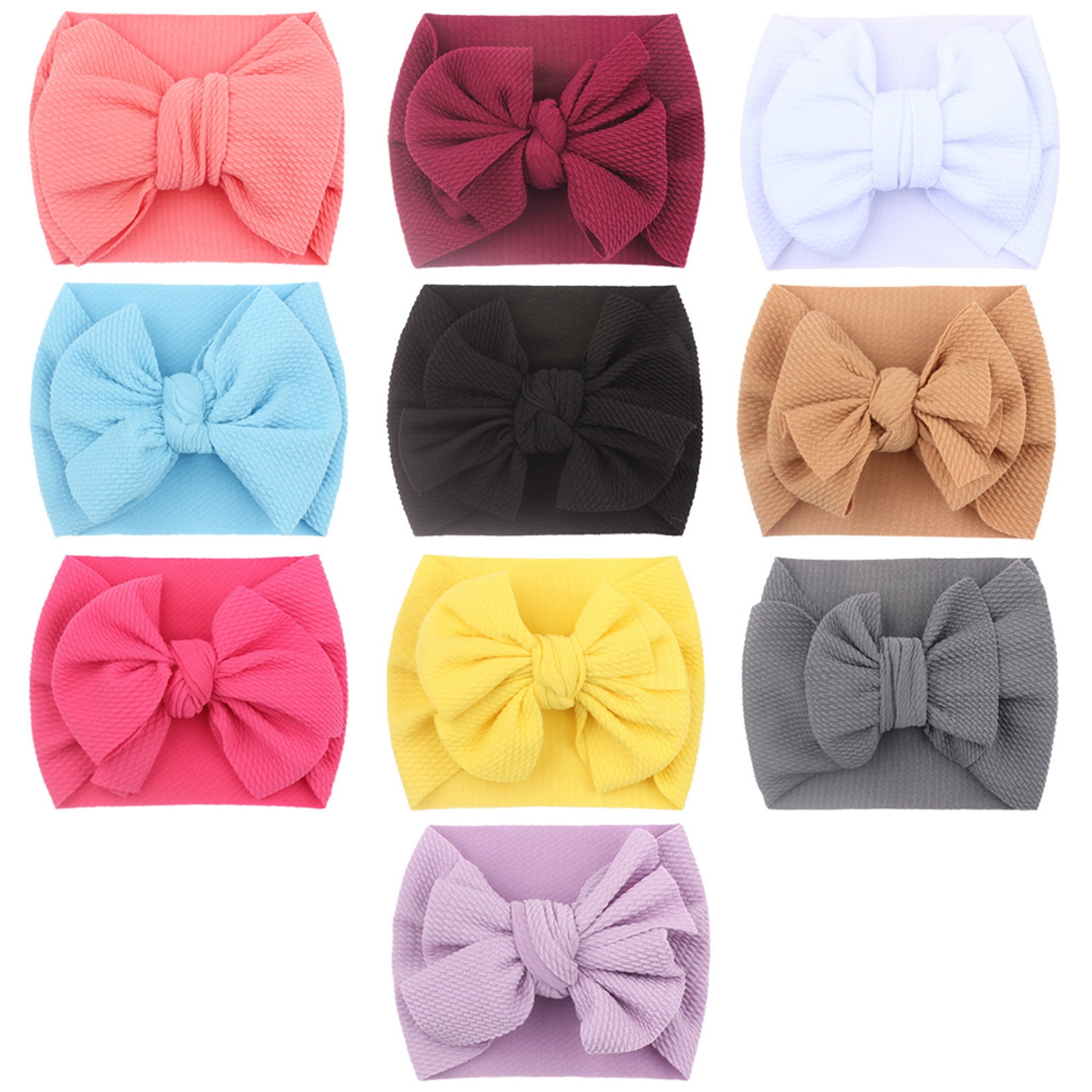 KVPLBQFD 10 Pack Bow Knot Headband for Baby Soft Big Flower Hairband Newborn Infant Soft Skin Friendly Headwraps Toddler Hair Accessories for Photography
