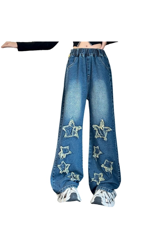 2000s Jeans Big and Tall Jeans Pantalones Deportivos Para Hombre Girls Pants Size 10 Girls Clothes Size 14-16 Plus Size Workout Clothes 2t, Blue 7-8 Years