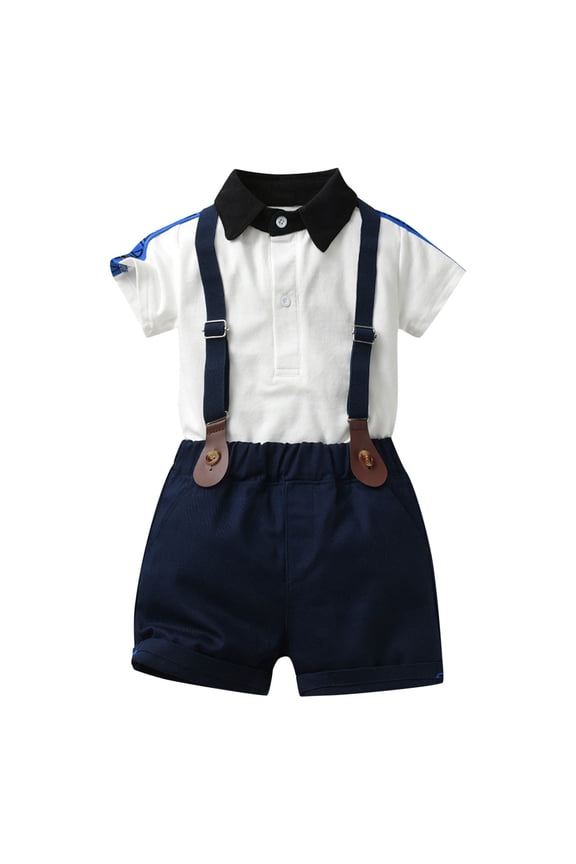 Baby Boy Clothes Gentleman Outfits for Infant Suspender Shorts Tee Shirt Summer Outfits Little Kids Fashion School Uniform
