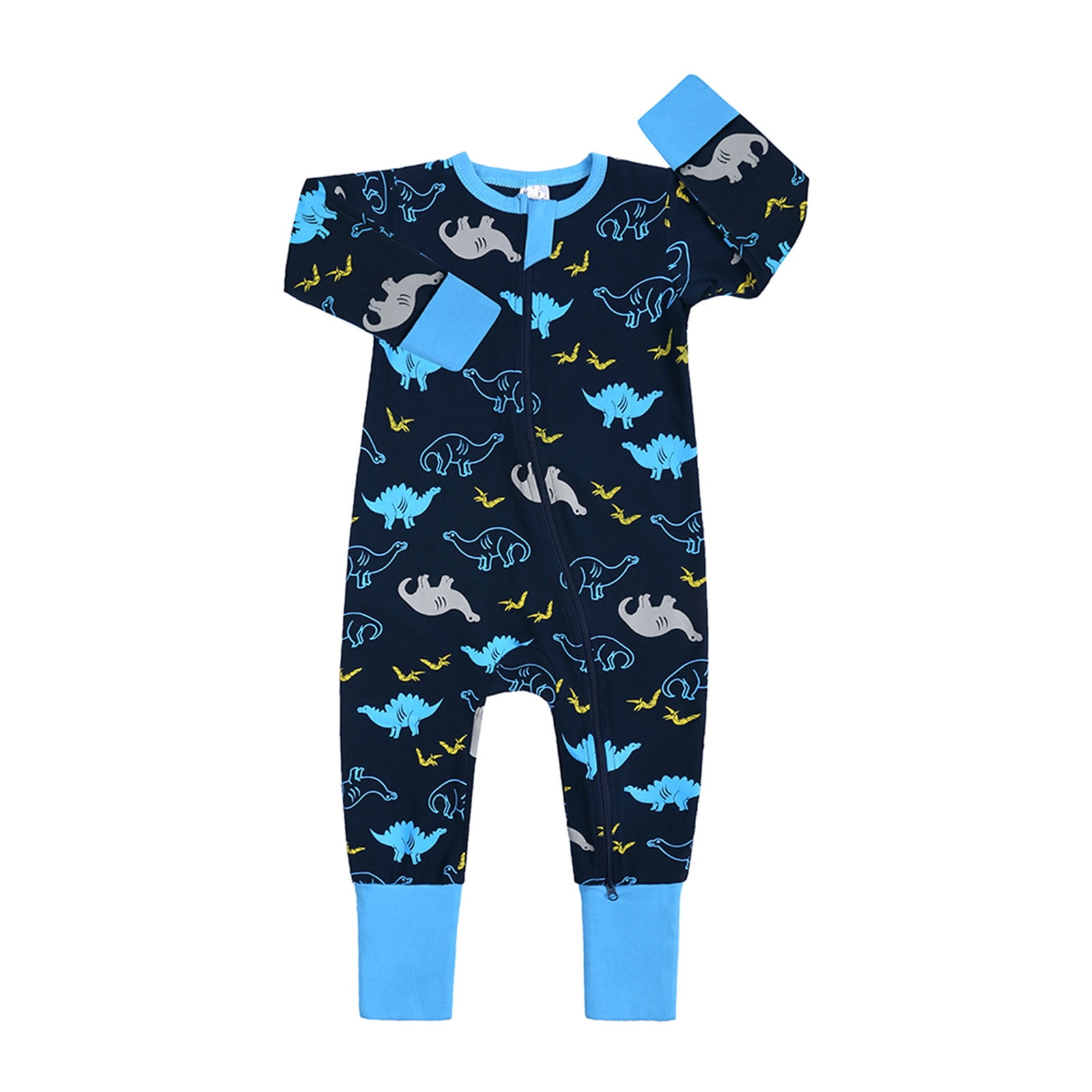 KVPLBQFD Baby Boy Jumpsuit Boys and Long Sleeve Onesies 18-24 Months Girls Baby Sleep and Play Pajamas Romper Jumpsuit Printed Cotton One-piece Romper with Zip Front Toddler Girls Clothes