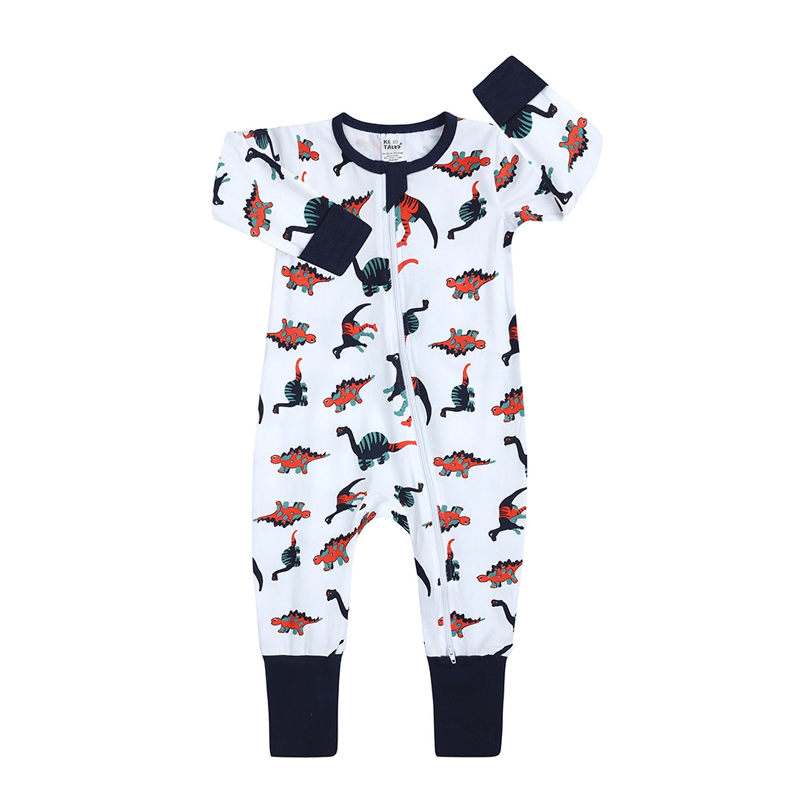 KVPLBQFD Baby Boy Jumpsuit Boys and Long Sleeve Onesies 18-24 Months Girls Baby Sleep and Play Pajamas Romper Jumpsuit Printed Cotton One-piece Romper with Zip Front Toddler Girls Clothes