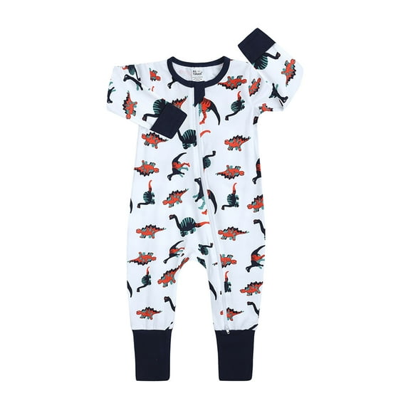 KVPLBQFD Baby Boy Jumpsuit Boys and Long Sleeve Onesies 18-24 Months Girls Baby Sleep and Play Pajamas Romper Jumpsuit Printed Cotton One-piece Romper with Zip Front Toddler Girls Clothes