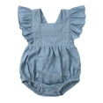 thumbnail image 1 of KVPLBQFD Baby Girls Soft Breathable Rompers Infant Cute Frilly Ruffle Hem Jumpsuit with Full Snap Buttons Newborn Lightweight Summer Bodysuits, 1 of 10