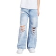 thumbnail image 1 of KVPLBQFD Boys Baggy Jeans Kids Straight Wide Leg Ripped Distressed Denim Pants High Waisted Loose Fit Denim Jeans for Teens Trendy Summer Clothes, 1 of 6