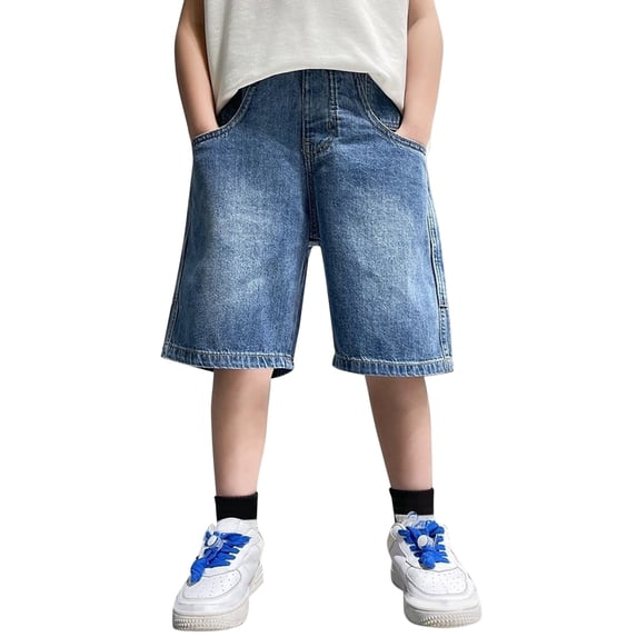 KVPLBQFD Boys Distressed Denim Shorts Y2K Streetwear Skateboard Jorts for Kids Straight Wide Leg Jeans Shorts Teens Boys Summer Clothes