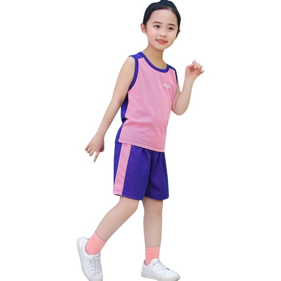 KVPLBQFD Boys Summer Clothes 2 Piece Sets Basketball Shirts Shorts Outfits for Kids Lightweight Basketball Team Uniform Toddlers Sports Clothes