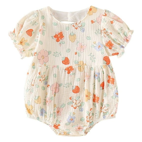 KVPLBQFD Boys Sweat Suits Size 14-16 Baby Girl Romper Floral Short Sleeve Outside Bodysuit Romper Jumpsuit Charming Floral Romper Bear Onesie Baby Clothes for Girls 12-14