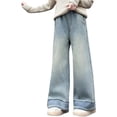 thumbnail image 1 of KVPLBQFD Curvy Jeans Petite Wide Leg Jeans Straight Leg Pants Cool Pants Toddler Clothes Girl 4t Clothes for Girls Cute Clothes Teen Girls, 1 of 8