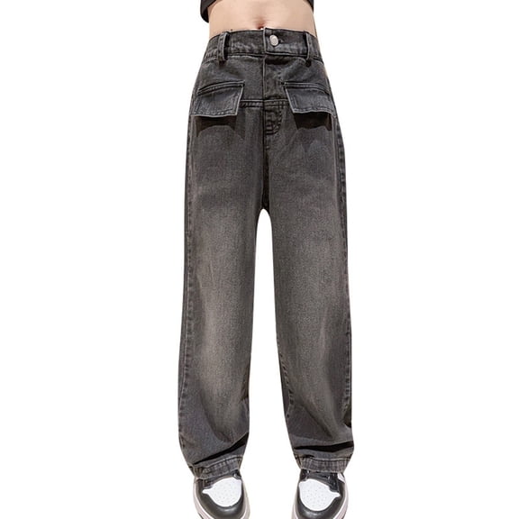 KVPLBQFD Cute Jeans for Girls 10-12 Kids Cargo Pants Girls Black Pants White Pants for Boys Christmas Party Clothes for Kids Girl Birthday Gift 12-18, Black 10-11 Years