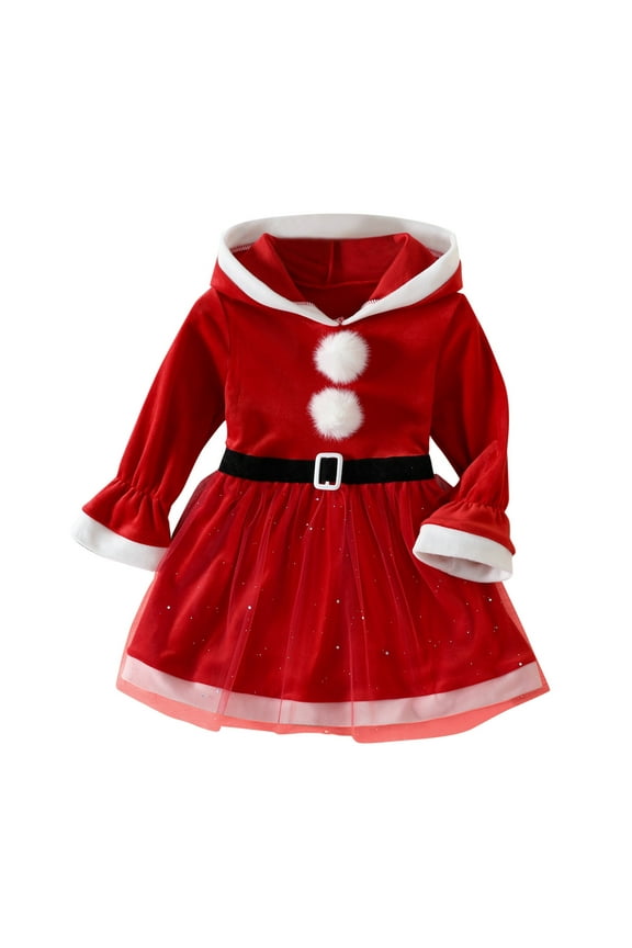 Dress for Christmas Party Christmas Dresses for Kids Long Sleeve Maxi Dress 6 Month Girl Clothes Girls Clothes 3t Little Sister Newborn, Red 18-24 Months