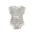thumbnail image 1 of KVPLBQFD Girls Bodysuit Baby Boys Girls Striped Spring Summer Short Sleeve Romper Bodysuit Clothes Striped Baby Spring Romper Toddler Onesies 4t Girls Clothes, 1 of 4