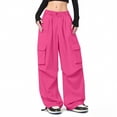 thumbnail image 1 of KVPLBQFD Girls Cargo Pants Drawstring High Waist Flap Pocket Loose Trousers for Teens Street Hip Hop Trouser with Pockets Kids Trendy Vintage Clothes, 1 of 6