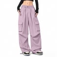thumbnail image 1 of KVPLBQFD Girls Cargo Pants Drawstring High Waist Flap Pocket Loose Trousers for Teens Street Hip Hop Trouser with Pockets Kids Trendy Vintage Clothes, 1 of 6