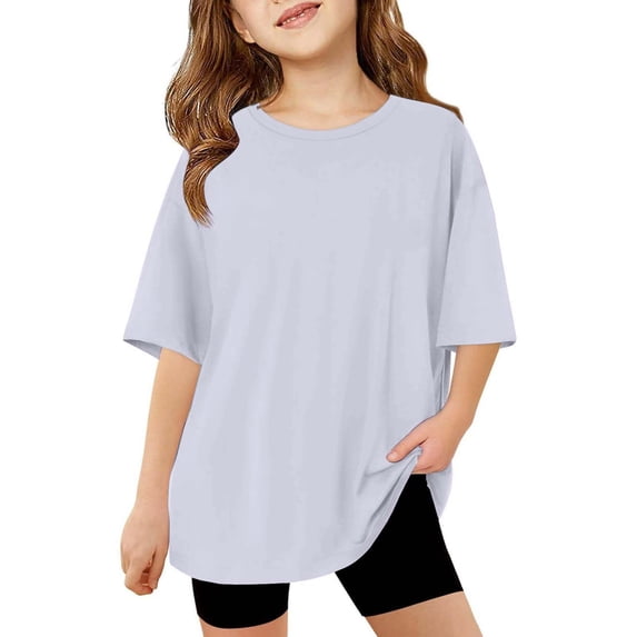 KVPLBQFD Girls Crew Neck T Shirts Short Sleeve Tops for Teen Unisex Lightweight Cooling Clothes Tweens Stretchy Summer Everyday Casual Wear