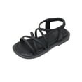 thumbnail image 1 of KVPLBQFD Girls Fashion Sandals Leather Strappy Criss Cross Sandals for Kids Open Toe Ankle Strap Casual Sandals Tween Wedding Party Beach Shoes, 1 of 9