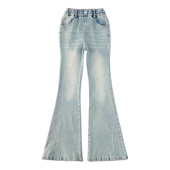 KVPLBQFD Girls Flare Jeans Stretchy Slim Bell Bottom for Kids Soft Stretch High Waist Denim Pants Teens Trendy Casual School Everyday Wear