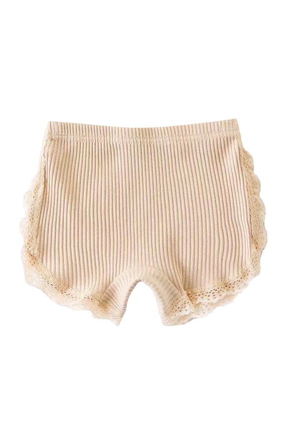 Girls Lace Shorts Under Dress Casual Ribbed Knit Shorts for Kids Playground Gym Sports Shorts Baby Cute Soft Breathable Bloomer Shorts
