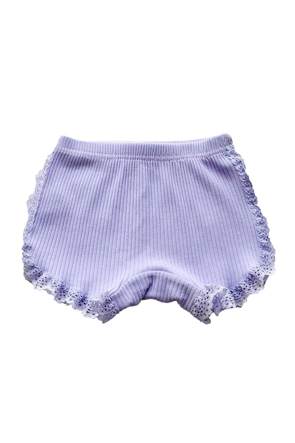 Girls Lace Shorts Under Dress Casual Ribbed Knit Shorts for Kids Playground Gym Sports Shorts Baby Cute Soft Breathable Bloomer Shorts