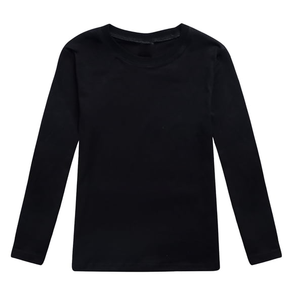 KVPLBQFD Girls Long Sleeve Round Neck Top Soft Basic Pullover Shirt Casual Layering Tee for Baby Infant Toddler Kids Teen Tween Everyday Wear