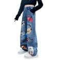 thumbnail image 1 of KVPLBQFD Girls Size 10 Jeans Sweatpants Pack Yoga Pants with Pockets Wide Leg Trousers Girl Winter Clothes Kids Christmas Gifts Girls Ages 8-12 Gifts, Blue 10-11 Years, 1 of 9