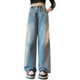thumbnail image 1 of KVPLBQFD High Rise Jeans Curvy Jeans Waffle Pants Going Out Pants Girls Size 18/20 Clothes Size 2t Girls Clothes for 13 Year Old Girls, Blue 10-11 Years, 1 of 3