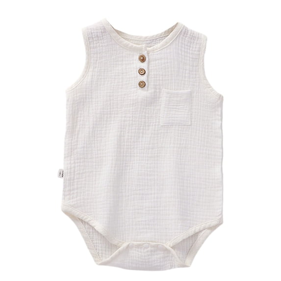 KVPLBQFD Infant Girls Romper Newborn Summer Jumpsuit Sleeveless Clothing Baby Button Solid Pocket Bodysuit Infant One Piece Outfits Clothes
