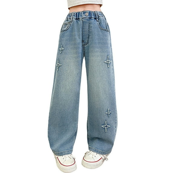 KVPLBQFD Jeans Kids White Flare Jeans Pantalones Jeans Para Mujer Girls Black Pants Girls Clothes Size 10 12 Girls 14-16 Clothes 12, Blue 5-6 Years