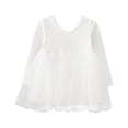 thumbnail image 1 of KVPLBQFD Knotted Gown Wedding Gown Red Princess Dresses for Girls White Dress Long Sleeve Dance Clothes New Born Clothes Baby Girl, White 18-24 Months, 1 of 9