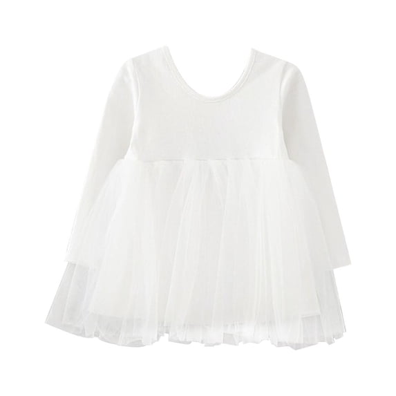 KVPLBQFD Knotted Gown Wedding Gown Red Princess Dresses for Girls White Dress Long Sleeve Dance Clothes New Born Clothes Baby Girl, White 18-24 Months