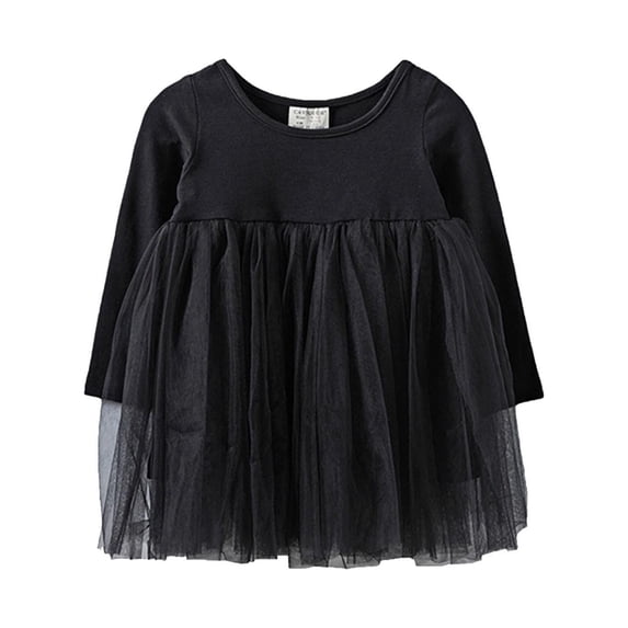 KVPLBQFD Knotted Gown Wedding Gown Red Princess Dresses for Girls White Dress Long Sleeve Dance Clothes New Born Clothes Baby Girl, Black 9-12 Months
