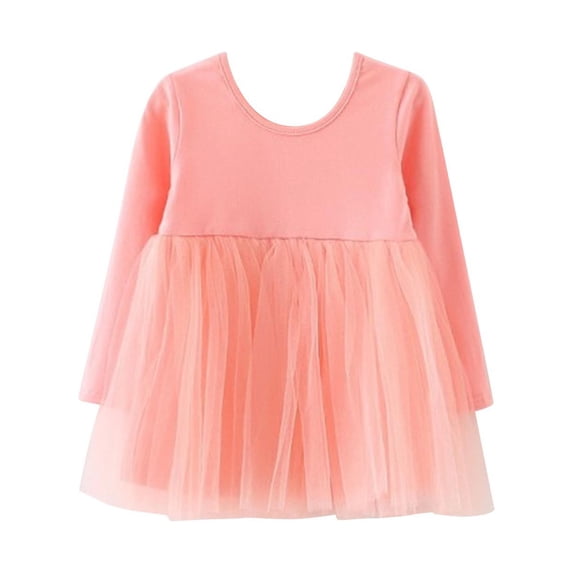 KVPLBQFD Knotted Gown Wedding Gown Red Princess Dresses for Girls White Dress Long Sleeve Dance Clothes New Born Clothes Baby Girl, Pink 9-12 Months