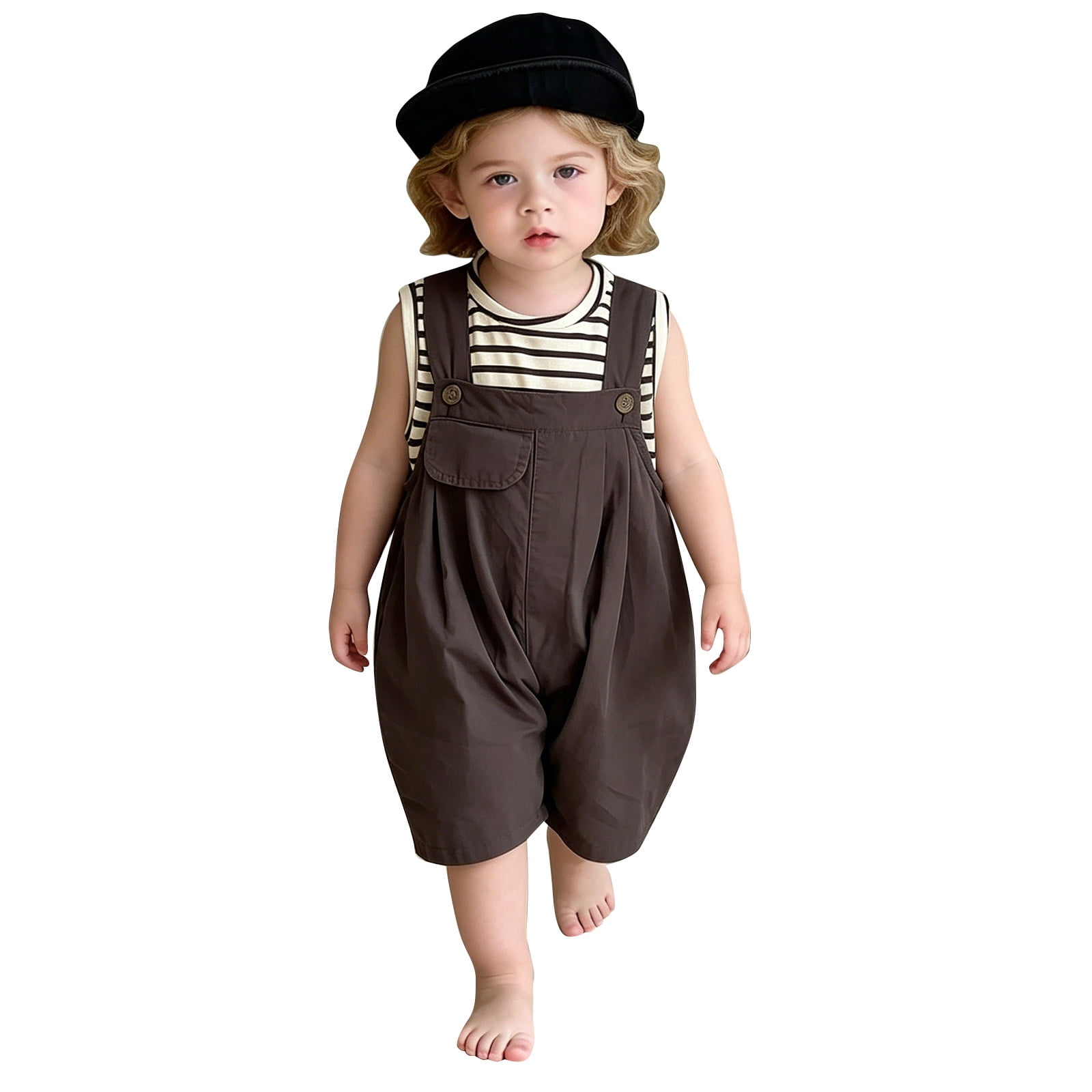 KVPLBQFD Newborn Baby Boys Sleeveless Romper Baby One Piece Casual Overalls Trendy Jumpsuit for Toddler Summer Smocked Clothes