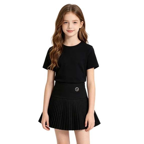KVPLBQFD Pleated Tennis Skirt with Pockets for Girls Athletic Skort Kids High Waisted Stretch Golf Short Skirt Teens Girl Casual Mini Skirts