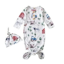KVPLBQFD Toddler Sweatsuit Boys and Girls Long Sleeve Farm Cartoon Print Crew Neck Romper Jumpsuit Bodysuits with Hat Fun Farm-themed Outfit Boys Onesie 2t Clothes Girls