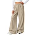 thumbnail image 1 of KVPLBQFD Tween Drawstring Wide Pants Girls Teens Fall Winter Relaxed Bottoms Sweatpants for Girls Side Pockets Comfy Street Style Girls Pants, 1 of 9