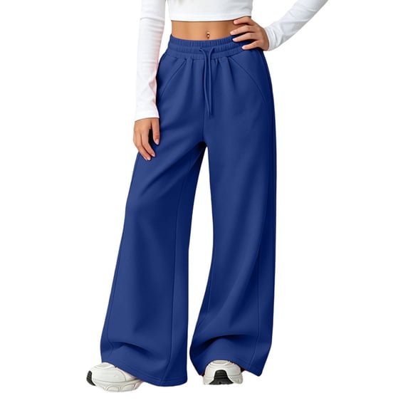 KVPLBQFD Tween Drawstring Wide Pants Girls Teens Fall Winter Relaxed Bottoms Sweatpants for Girls Side Pockets Comfy Street Style Girls Pants