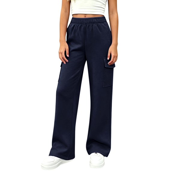 KVPLBQFD Tween Wide Pants Girls Teens Fall Winter Relaxed Bottoms Sweatpants for Girls Side Pockets Comfy Street Style Girls Pants