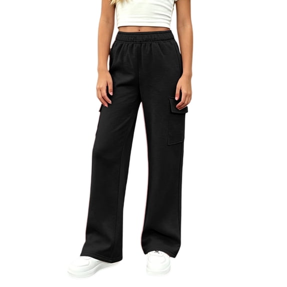 KVPLBQFD Tween Wide Pants Girls Teens Fall Winter Relaxed Bottoms Sweatpants for Girls Side Pockets Comfy Street Style Girls Pants