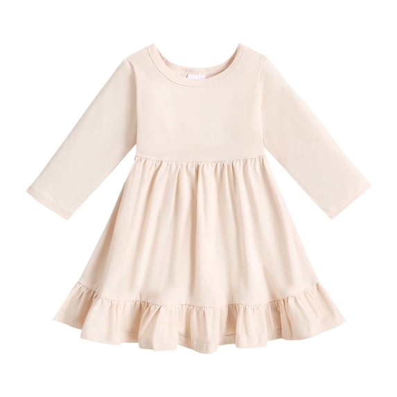 KVPLBQFD White Long Sleeve Dress Holiday Dresses Girls Dresses Size 8 Black Denim Dress Baby Girl Clothes 12 Months Toddler Christmas Outfit Girl, White 6-12 Months