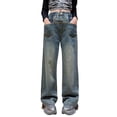 thumbnail image 1 of KVPLBQFD Y2K Baggy Jeans for Girls Vintage 90s Boyfriend Style Denim Pants Kids Unique Pockets Design High Waist Jean Kid Casual Loose Fit Cltothes, 1 of 9
