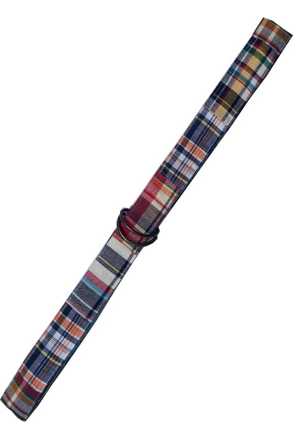 Cotton Woven Patchwork Waist Double D Ring Multicolored Women Belt